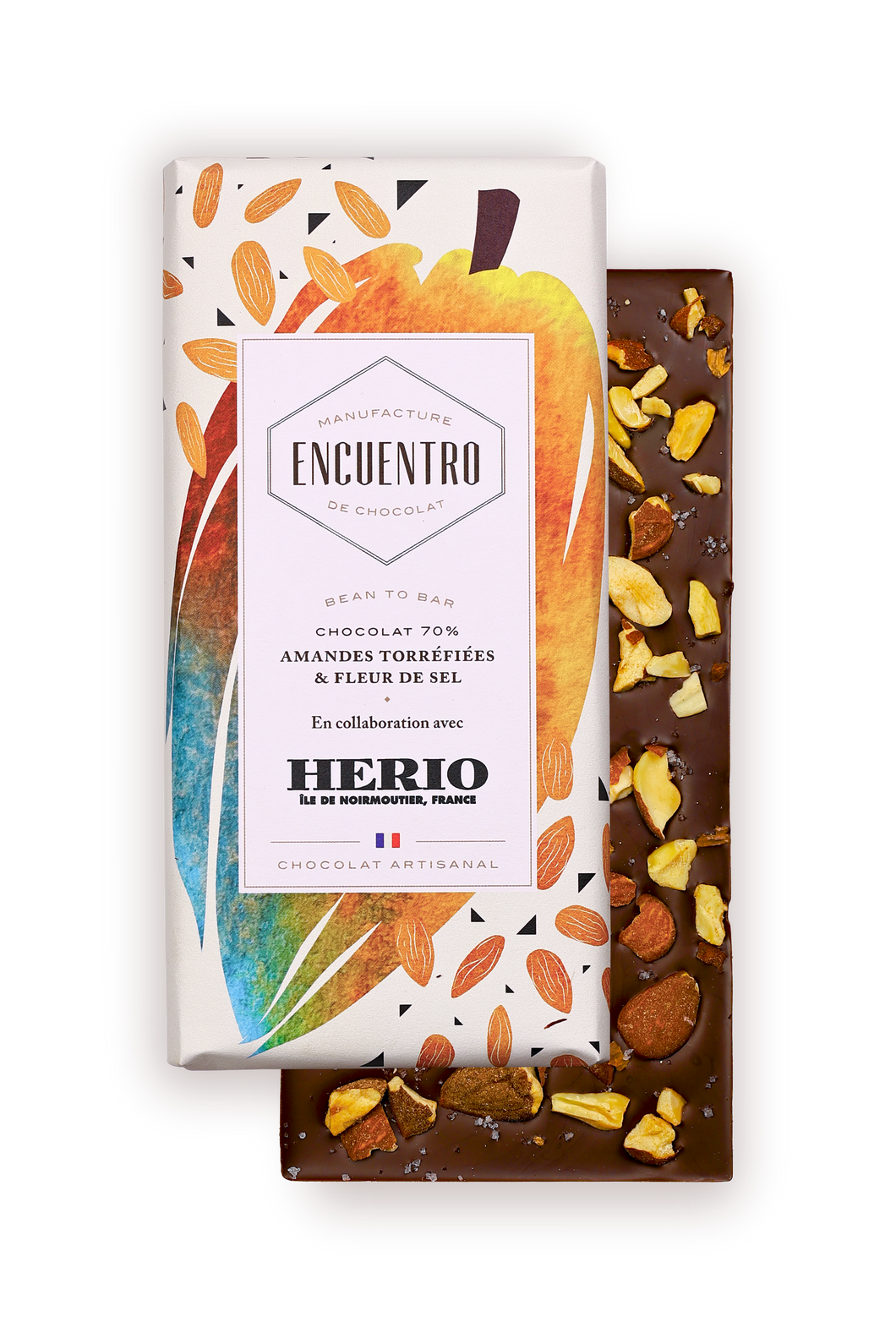 TABLETTE DE CHOCOLAT FLEUR DE SEL & AMANDES TORRÉFIÉES BIO